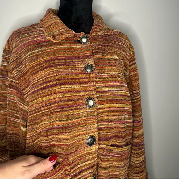 RARE FIND Vintage 90s Tantrums Textured Orange Southwestern Jacket Hippie Boho - Picture 10 of 15